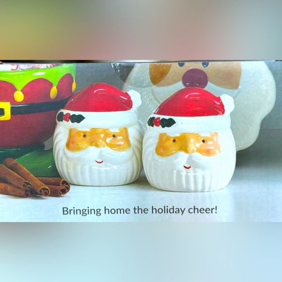 Holly Santa Salt & Pepper Shakers - Set of 2 by CW Home - NWT - Picture 2 of 8